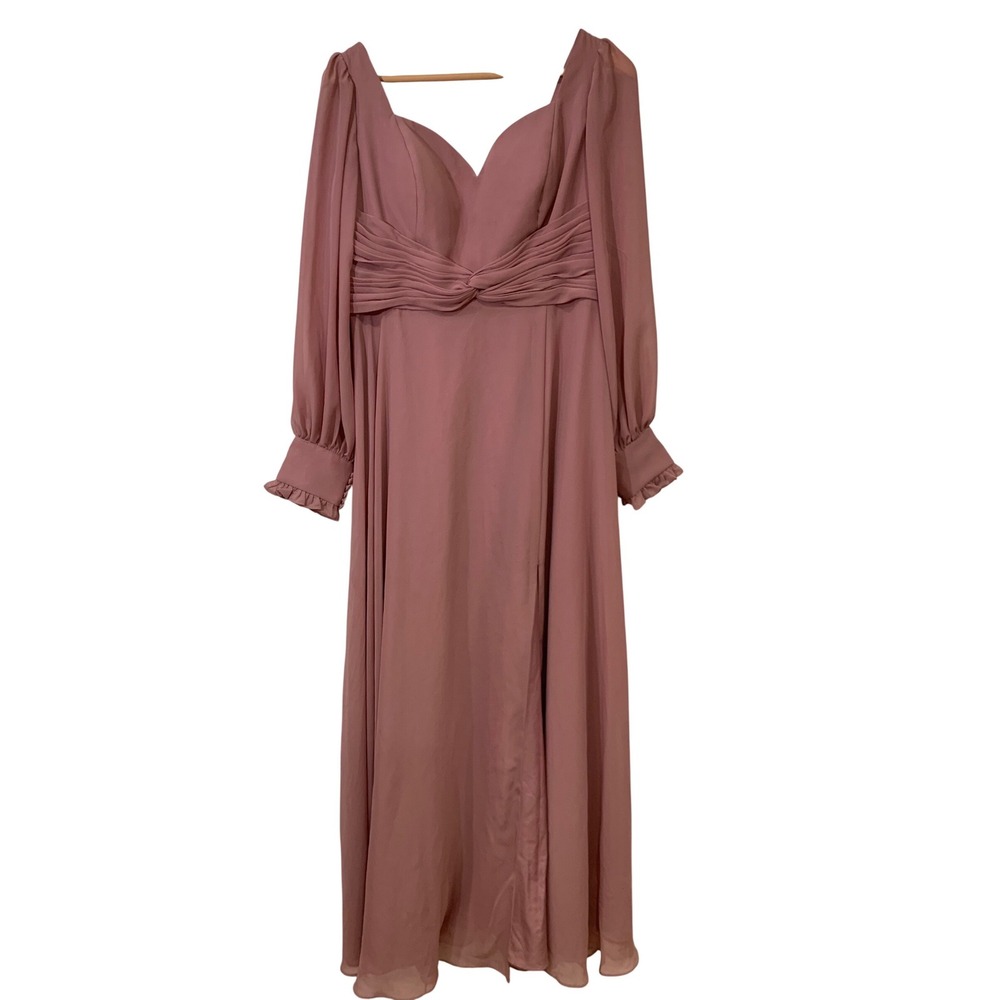 JJ's House Mauve Chiffon Maxi Dress Romantic Regencycore Cottagecore bridesmaid